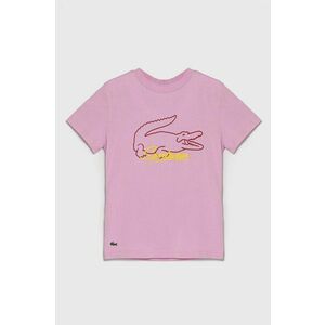 Lacoste tricou de bumbac pentru copii culoarea roz imagine