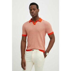 United Colors of Benetton polo de bumbac culoarea portocaliu, modelator imagine