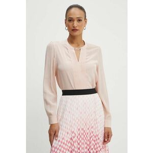 Karl Lagerfeld bluza de matase culoarea roz, neted, 245W1608 imagine