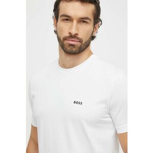 BOSS Green tricou bărbați, culoarea alb, cu imprimeu 50506373 imagine