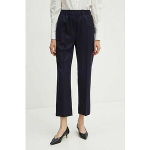 Weekend Max Mara pantaloni de lana culoarea albastru marin, lat, high waist, 2425136052600 imagine