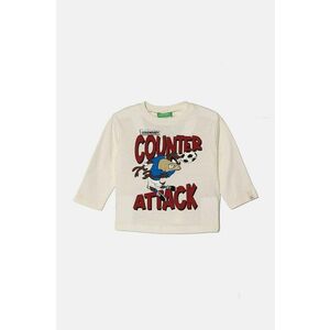 United Colors of Benetton longsleeve din bumbac pentru copii x Looney Tunes culoarea bej, cu imprimeu, 3ATNG10GY imagine