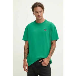 Tommy Jeans tricou din bumbac barbati, culoarea verde, neted, DM0DM17995 imagine