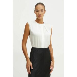 BOSS top de mătase culoarea alb, neted, 50523330 imagine