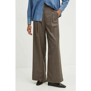 Weekend Max Mara pantaloni de lana culoarea maro, lat, high waist, 2425136142600 imagine