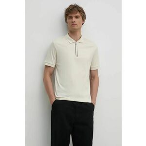 BOSS polo de bumbac culoarea bej, neted, 50521118 imagine