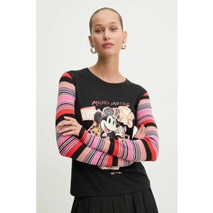 Desigual longsleeve PATCHMICKEY femei, culoarea negru, 24WWTKA2 imagine