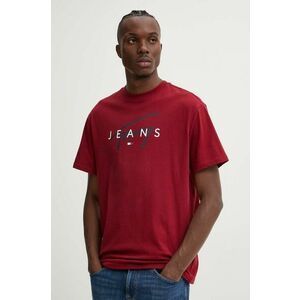 Tommy Jeans tricou din bumbac barbati, culoarea bordo, cu imprimeu, DM0DM19683 imagine