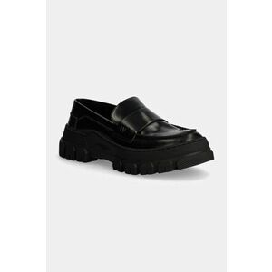 Weekend Max Mara mocasini de piele CONERO femei, culoarea negru, cu toc plat, 2425526015600 imagine