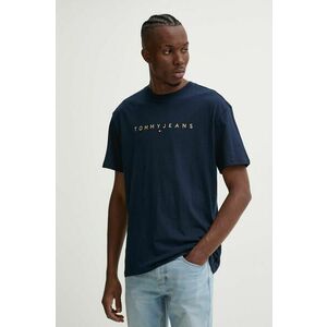 Tommy Jeans tricou din bumbac barbati, culoarea albastru marin, cu imprimeu, DM0DM19694 imagine