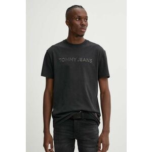 Tommy Jeans tricou din bumbac barbati, culoarea negru, cu imprimeu, DM0DM20754 imagine