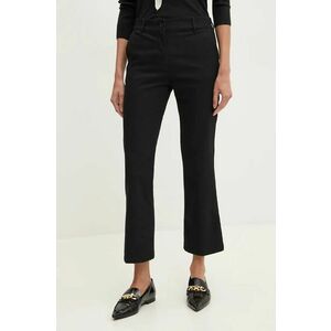 Sisley pantaloni femei, culoarea negru, drept, high waist imagine