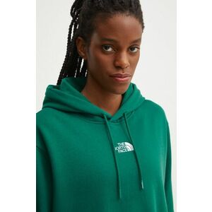 The North Face bluza Essential Crop Hoodie femei, culoarea verde, cu glugă, neted, NF0A89EXNL11 imagine