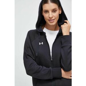 Under Armour bluza femei, culoarea negru, cu glugă, melanj imagine