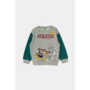 United Colors of Benetton hanorac de bumbac pentru copii x Looney Tunes culoarea gri, cu imprimeu, 3J68G10GX imagine