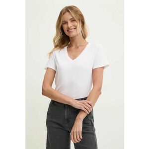 Pepe Jeans tricou din bumbac FIORE V NECK femei, culoarea alb, PL505948 imagine