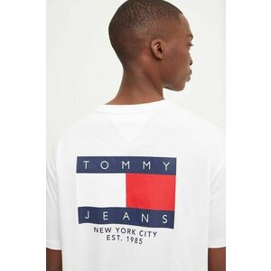 Tommy Jeans tricou din bumbac barbati, culoarea alb, cu imprimeu, DM0DM19695 imagine