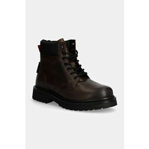 Tommy Jeans pantofi inalti TJM LACE UP BOOT barbati, culoarea maro, EM0EM01446 imagine