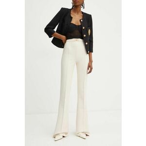 Elisabetta Franchi pantaloni femei, culoarea bej, evazati, high waist, PA02246E2 imagine