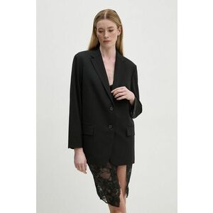 Theory geaca de lana culoarea negru, oversize, neted, O0701106 imagine