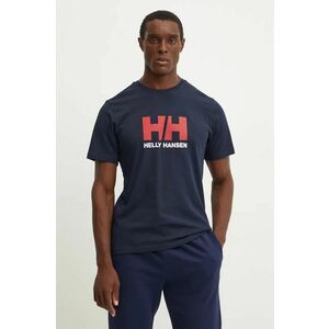 Helly Hansen tricou din bumbac HH LOGO barbati, culoarea albastru marin, cu imprimeu, 30396 imagine