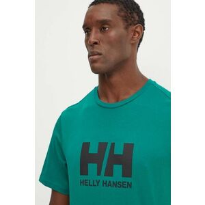 Helly Hansen tricou din bumbac HH LOGO barbati, culoarea verde, cu imprimeu, 30396 imagine