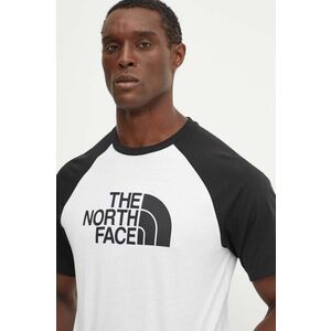 The North Face tricou Raglan Easy Tee barbati, culoarea alb, cu imprimeu, NF0A8A6EFN41 imagine