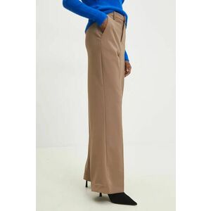 Answear Lab pantaloni femei, culoarea bej, drept, high waist imagine