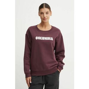 Columbia bluza Meridian Creek Crew femei, culoarea bordo, cu imprimeu, 2086051 imagine