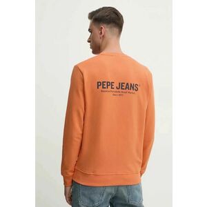 Pepe Jeans bluza SAM CREW barbati, culoarea portocaliu, cu imprimeu, PM582703 imagine