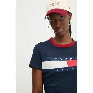 Tommy Jeans tricou din bumbac femei, culoarea albastru marin, DW0DW19044 imagine