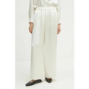 Max Mara Leisure pantaloni femei, culoarea bej, lat, high waist, 2426136018600 imagine