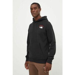 The North Face bluza barbati, culoarea negru, cu glugă, cu imprimeu imagine