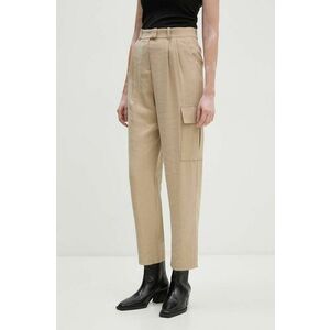 BA&SH pantaloni femei, culoarea bej, fason cargo, high waist, 1H24LOIK imagine