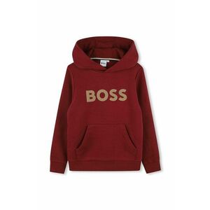 BOSS bluza copii culoarea bordo, cu glugă, cu imprimeu, J51187 imagine