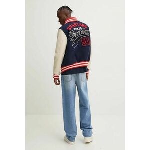 Superdry jacheta bomber din lana culoarea albastru marin, de tranzitie, M5011942A-GKV imagine