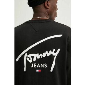 Tommy Jeans hanorac de bumbac barbati, culoarea negru, cu imprimeu, DM0DM19230 imagine