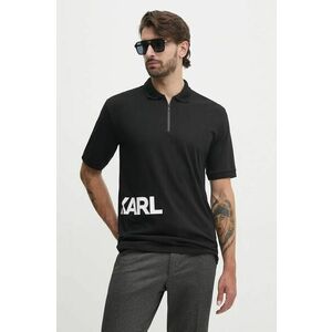 Karl Lagerfeld polo de bumbac culoarea negru, cu imprimeu, 544225.745440 imagine