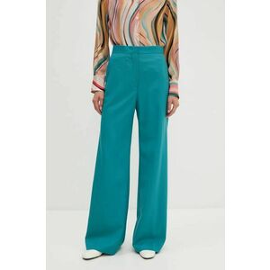 PS Paul Smith pantaloni de lana culoarea turcoaz, drept, high waist, W2R.206T.N31053 imagine