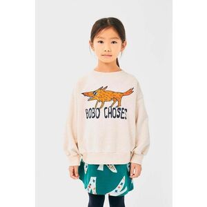 Bobo Choses hanorac de bumbac pentru copii The Clever Fox culoarea bej, cu imprimeu, 224AC044 imagine