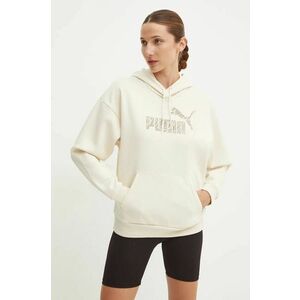 Puma bluza femei, culoarea bej, cu glugă, cu imprimeu, 681492 imagine