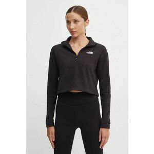 The North Face hanorac 100 Glacier Cropped 1/4 Zip culoarea negru, neted, NF0A855N4H01 imagine