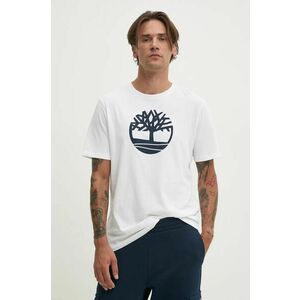 Timberland tricou din bumbac barbati, culoarea alb, cu imprimeu, TB0A2C2R1001 imagine