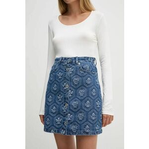 Pepe Jeans fusta jeans MINI SKIRT HW JACQUARD mini, evazati, PL901165 imagine