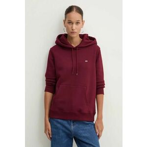 Tommy Jeans bluza femei, culoarea bordo, cu glugă, neted, DW0DW19958 imagine