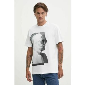 Karl Lagerfeld Jeans tricou din bumbac barbati, culoarea alb, cu imprimeu, 246D1705 imagine