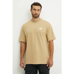 The North Face tricou din bumbac Essential Oversize Tee barbati, culoarea bej, neted, NF0A87NRLK51 imagine