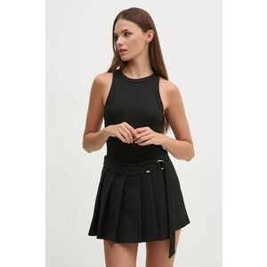 Gaudi pantaloni scurti femei, culoarea negru, neted, high waist, 421FD25008 imagine