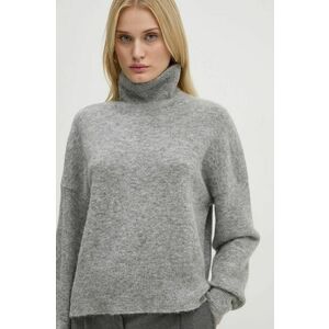 Samsoe Samsoe pulover de lana NOLA femei, culoarea gri, light, cu turtleneck, F18322002 imagine