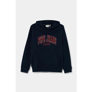 Pepe Jeans hanorac de bumbac pentru copii BAIN HOODIE culoarea albastru marin, cu glugă, cu imprimeu, PB581624 imagine